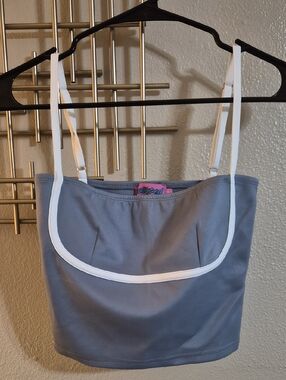 Edikted Gray Crop Top with White Trim